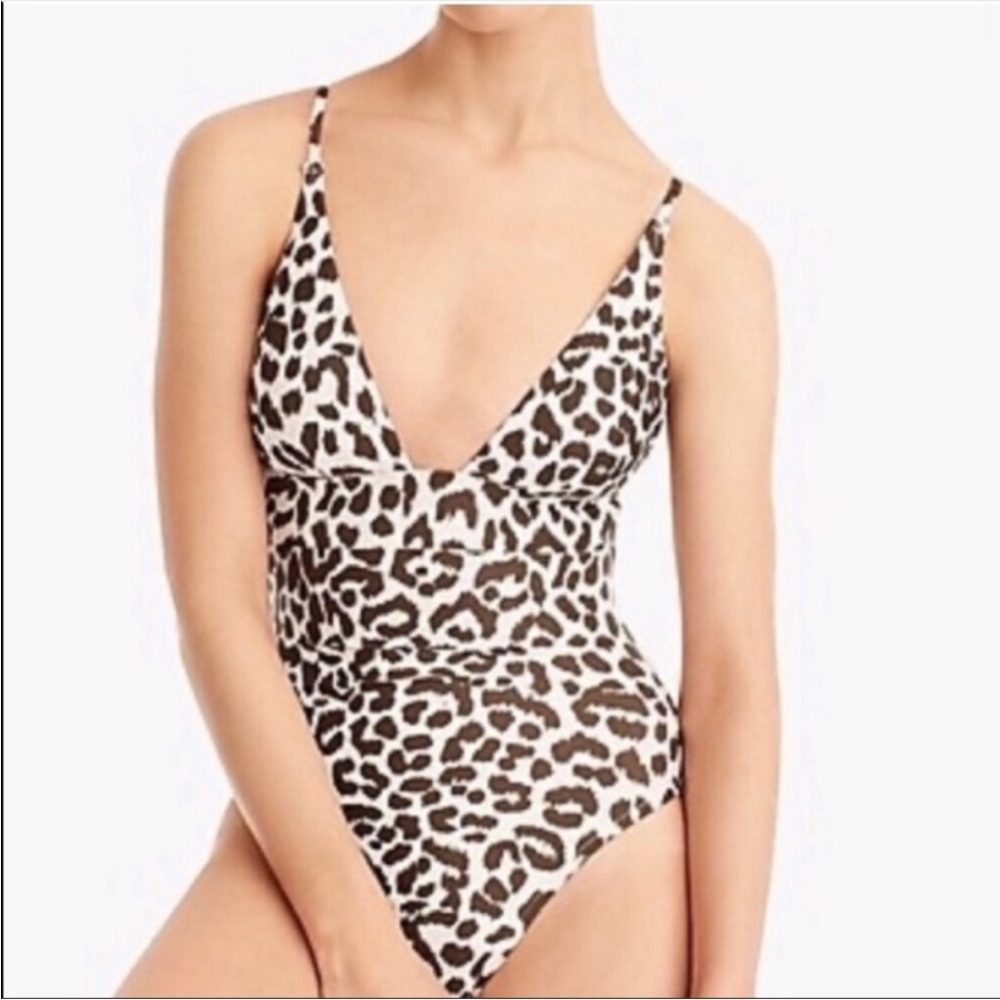J. Crew Plunge V-neck One piece Swimsuit in Leopard - Size 8